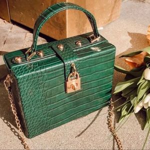 Green mini croc purse